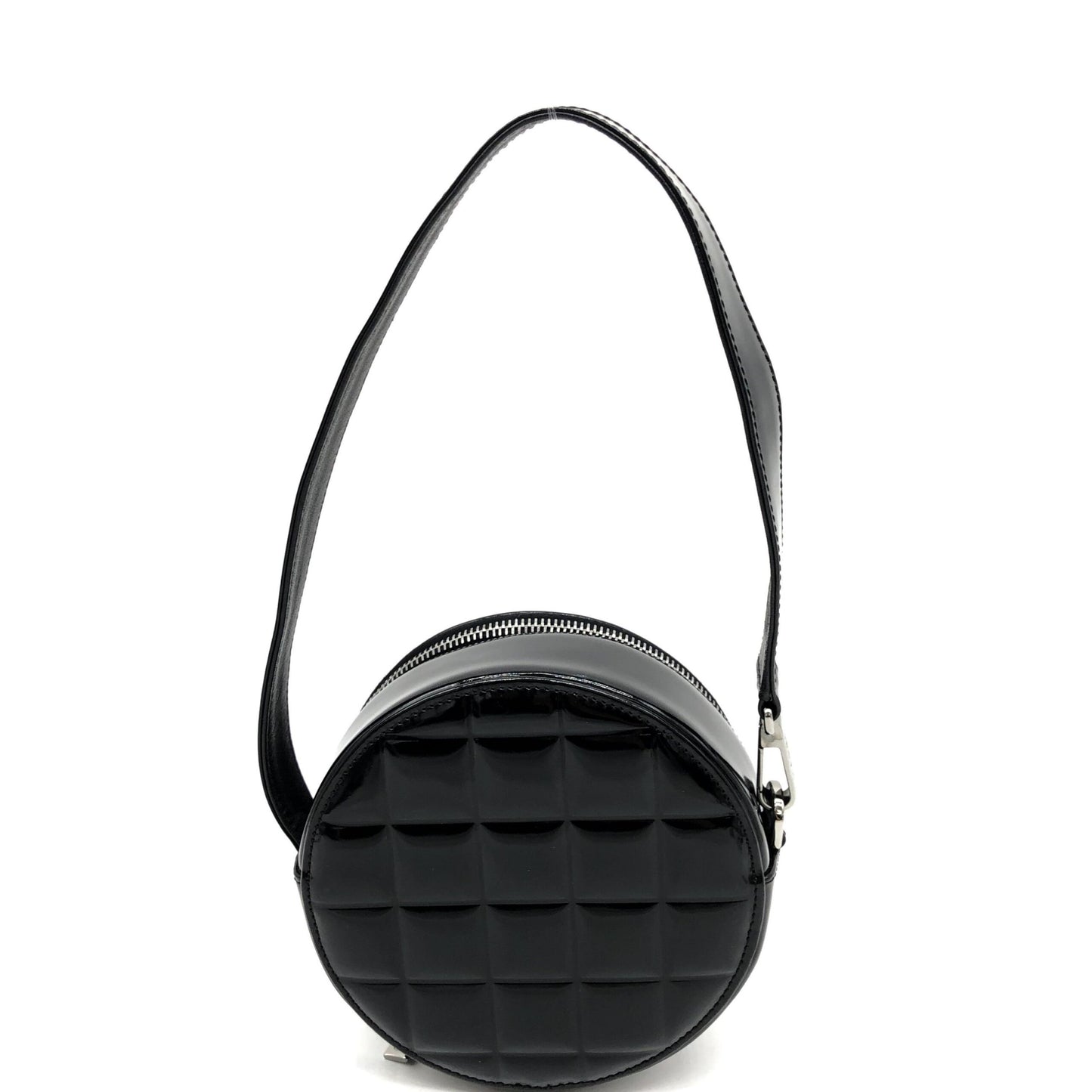 Chanel Black Patent Quilted CC Circle Mini Bag