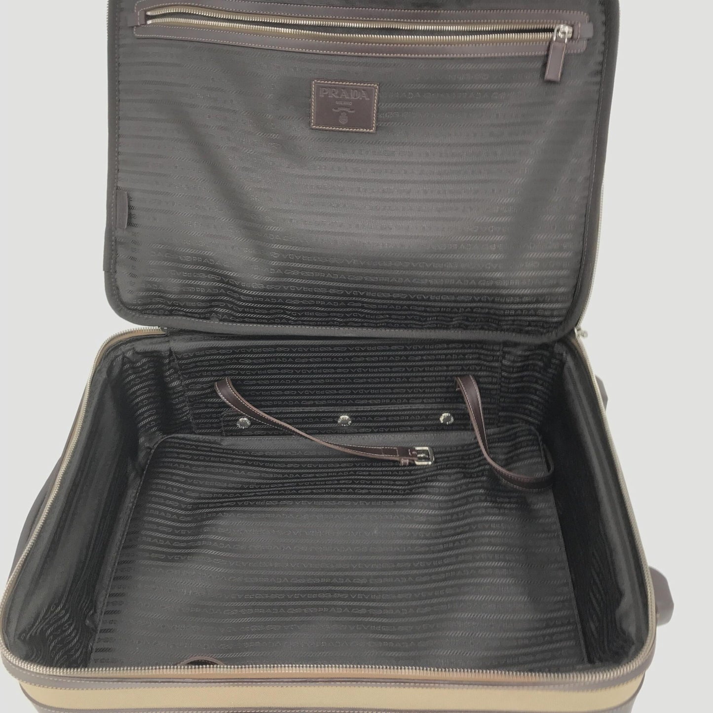 Prada Jacquard Canvas Leather Suitcase