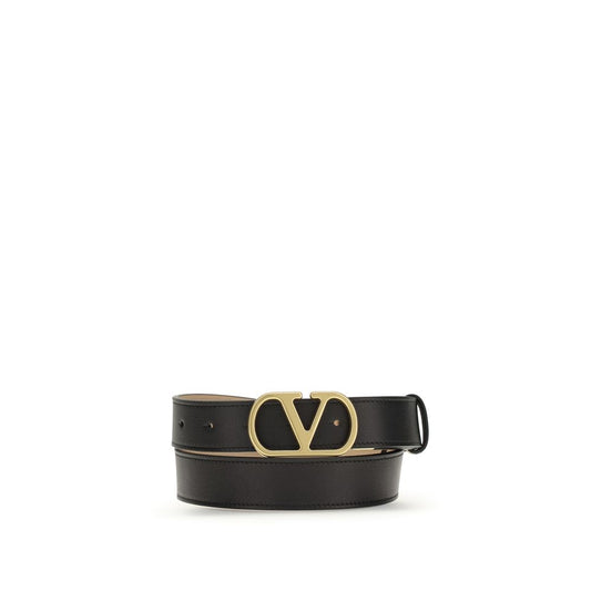 Valentino Garavani Black Calf Leather Bos Taurus Regular Belt